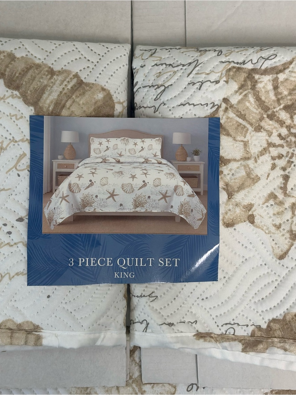 Never Used!!! Pair of King Pillow Shams ONLY- Sea Shell Print